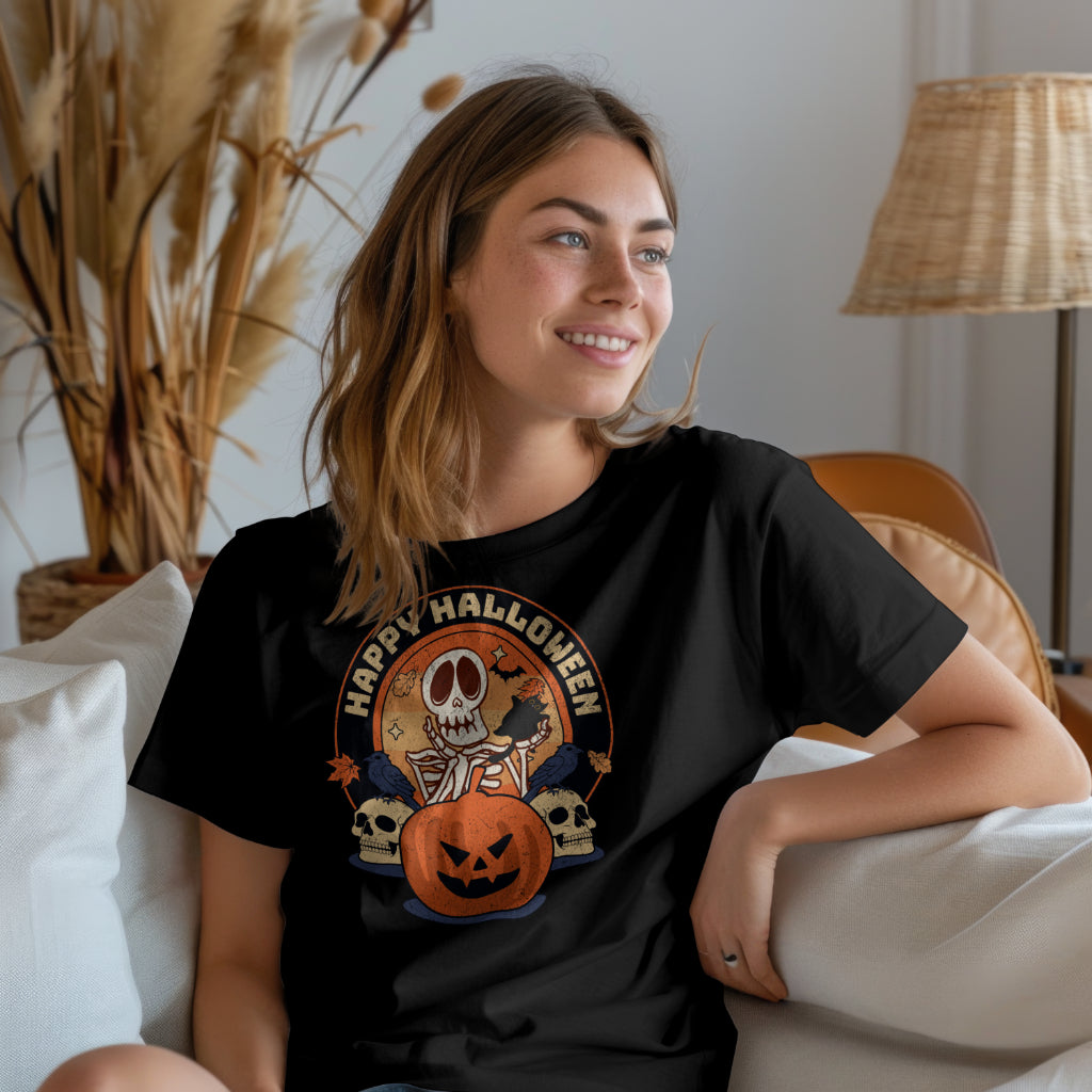 Halloween - Skull and Pumpkin - Organic Shirt